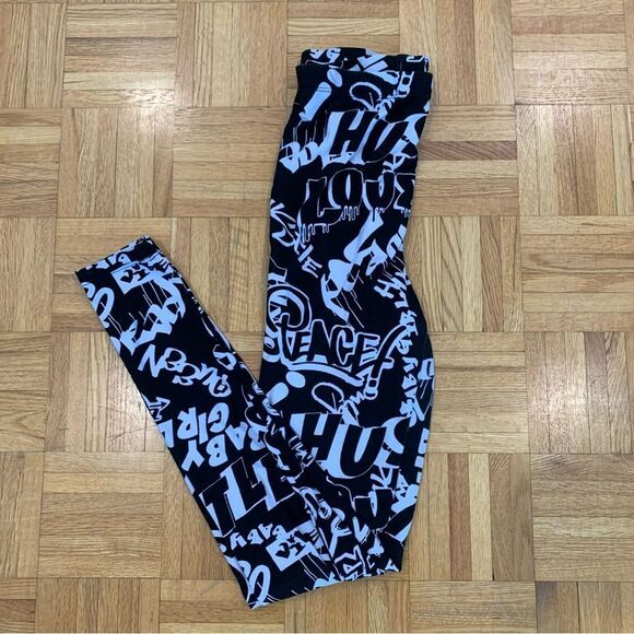 Graffiti Print Black and White Leggings - Picture 2 of 5